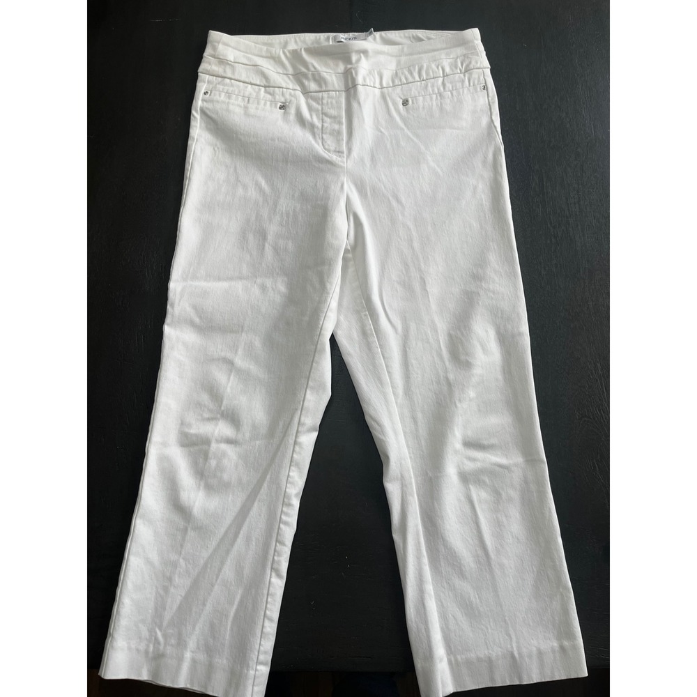 RICKIS Womens White Cropped‎ Wide Leg Pants Elastic Waist Casual Size L